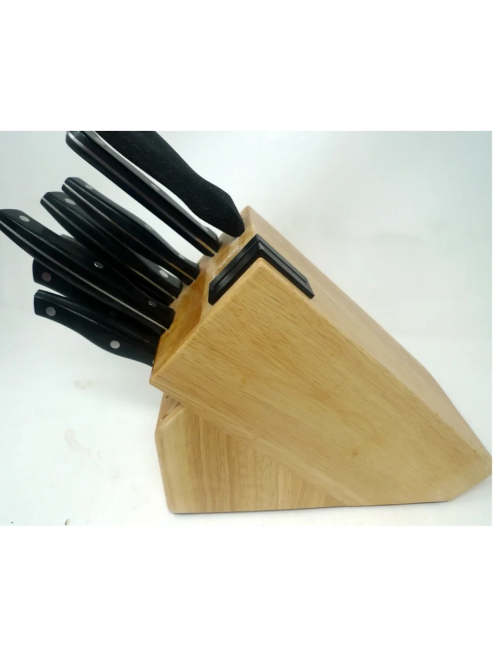 VTG Chicago Cutlery Wood Oak Knife Block 12 Slots 9 Knives Sharpener Chef Paring